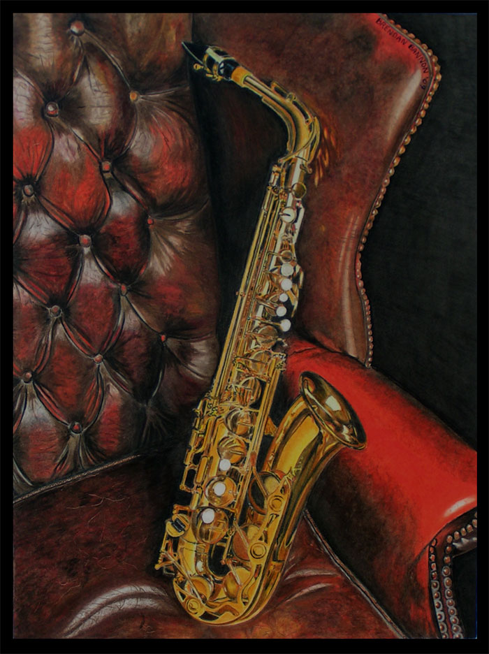 Alto sax on a leather chair, by brendan65, Deviant Art
